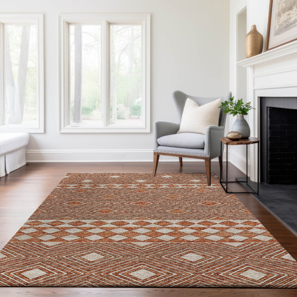 Addison Premium Washable Mayfield AMF107 Red 3' x 5' Rug
