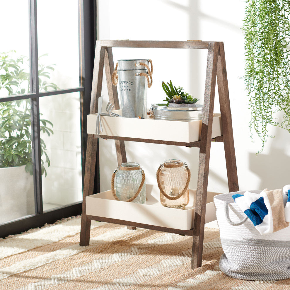 Safavieh Nerri Patio Shelf, Dark Walnut/Beige