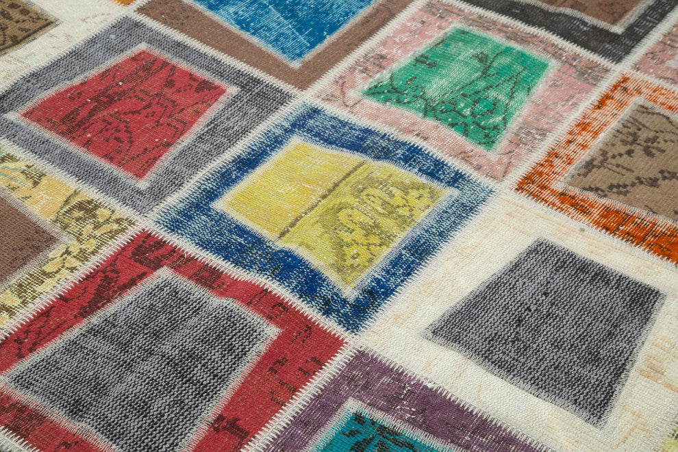 Rug N Carpet - Handwoven Oriental 6' 7" x 9' 2" Boho Patchwork Area Rug