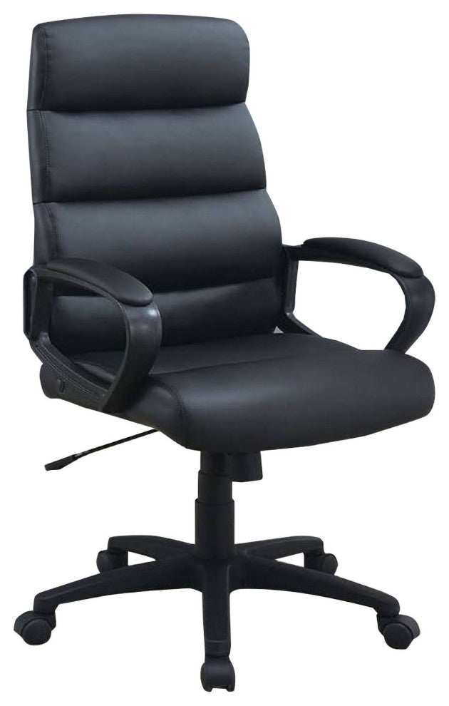 Benzara BM266480 Office Chair With Horizontally Tufted Padded Back, Black