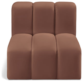 Arc Upholstered Modular Component, Cognac, 1-Piece: Straight Chair, Vegan Leather