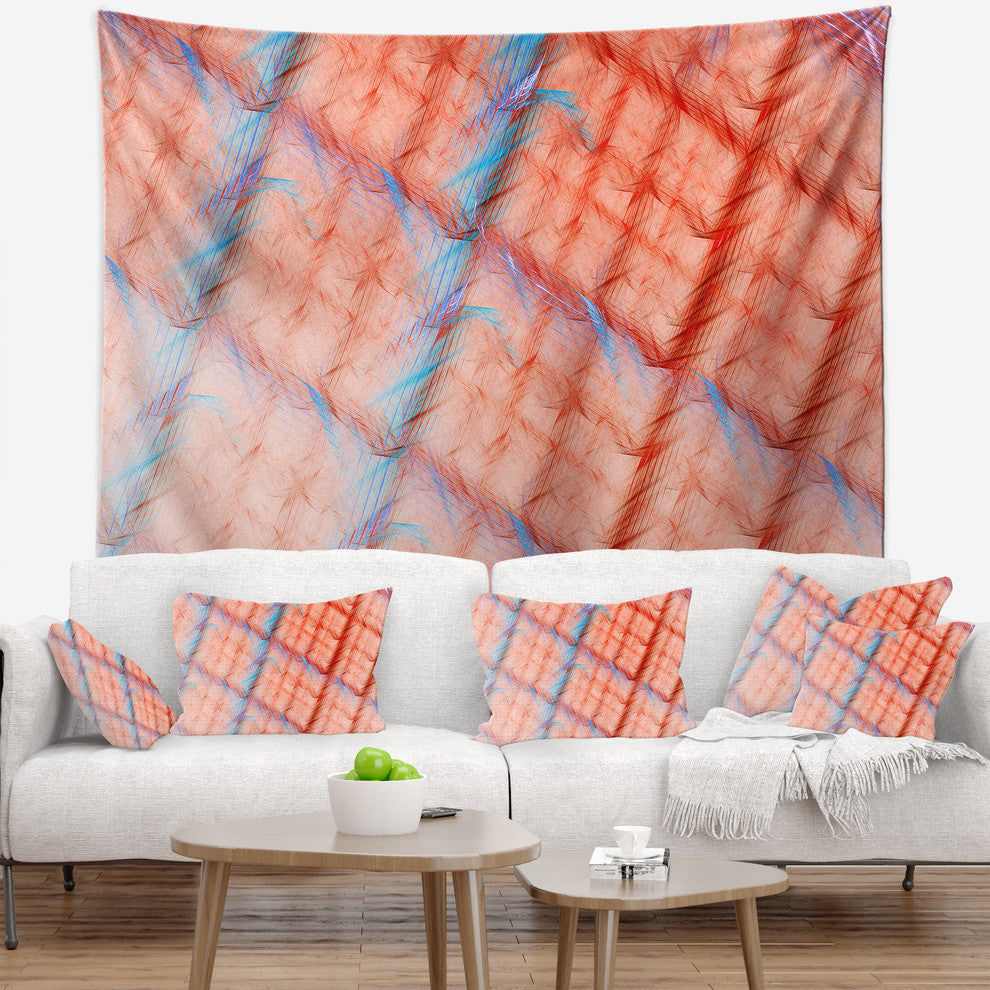 Red Fractal Grill Pattern Abstract Wall Tapestry, 80"x68"