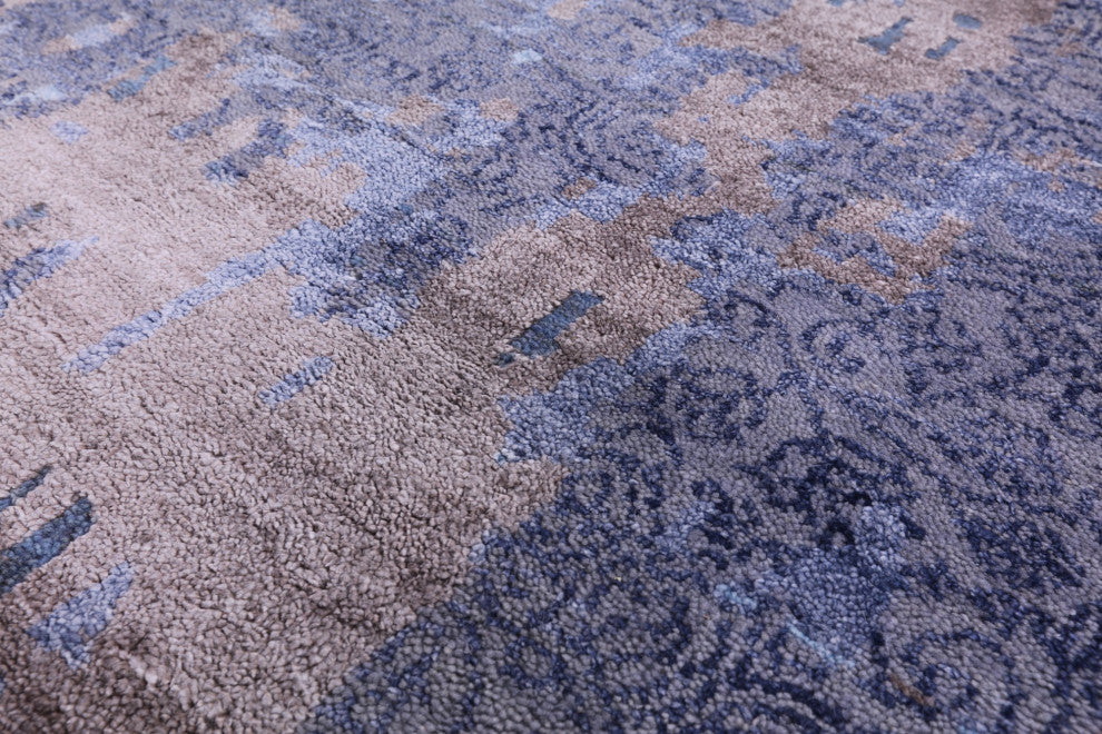 Modern Handmade Wool and Silk Rug 9' 0" X 12' 4" Q7240