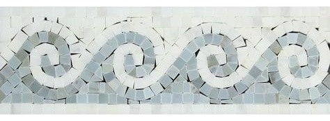 Oriental White Marble Polished Wave Border w/ Blue-Gray Dots