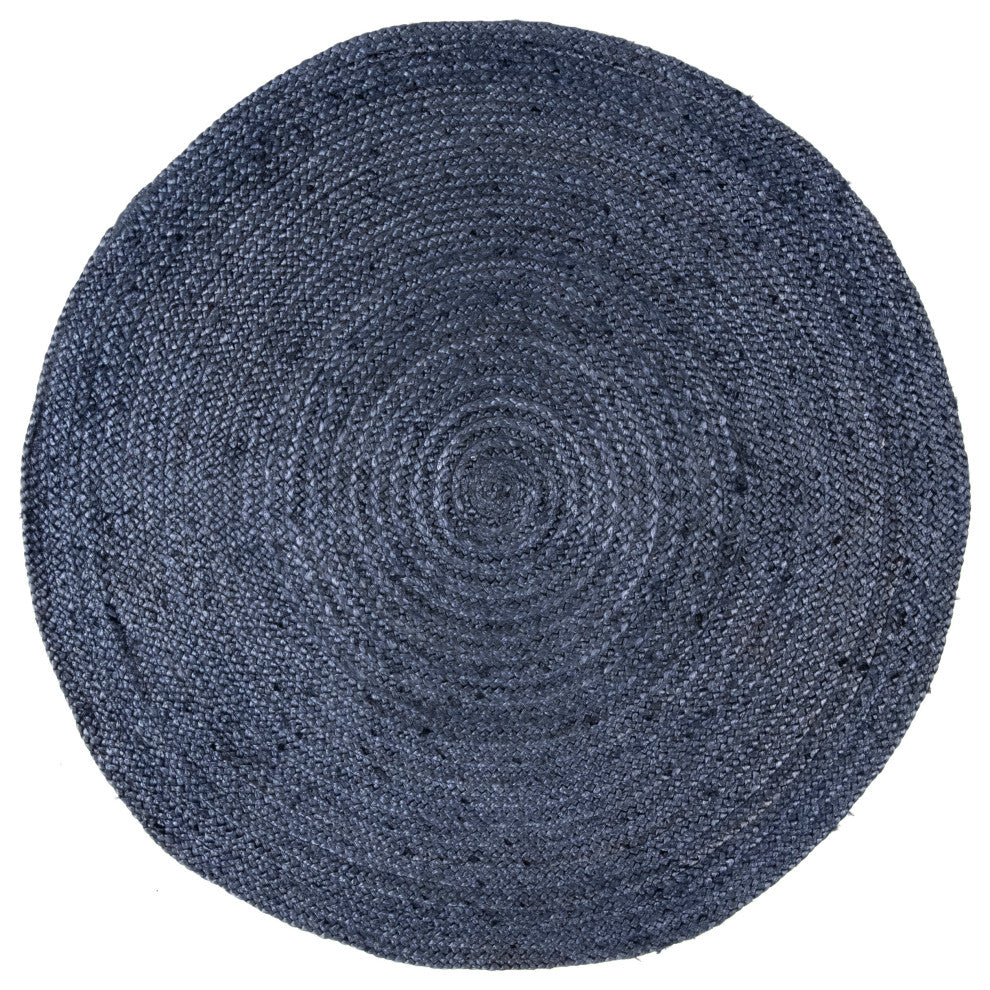 Nuloom Rigo Hand Woven Farmhouse Jute Area Rug, Navy 6'Round