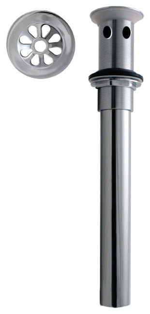 High-Flow Grid Lavatory Drain With Overflow Holes - Exposed In Polished Chrome