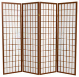 5' Tall Window Pane Shoji Screen, Walnut, 4 Panels