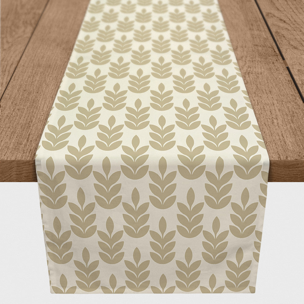 Gold Leaf Pattern 16x90 Cotton Twill Runner