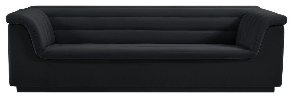 Cascade Upholstered Set, Black, Velvet, Sofa