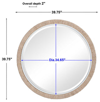 Uttermost 09668-MRR 40" Diameter Circular Bathroom Mirror - Natural / White