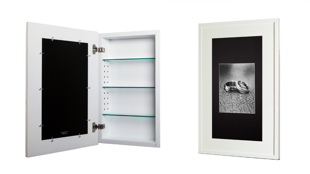 Concealed Picture Frame Medicine Cabinet, White, 14"x24"