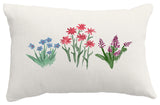 Flower Trio Floral Print Throw Pillow With Linen Texture, Light Blue, 14"x20"