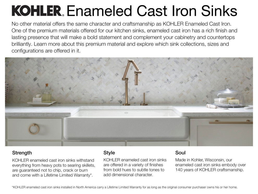 Kohler K-6565 Porto Fino 18-1/2" Undermount Single Basin Cast - Thunder Grey