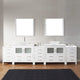 Dior 118" Double Bathroom Vanity, White With White Engineered Stones