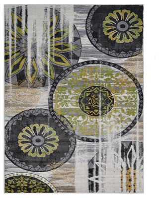 MACHINE MADE HEATSET POLYPROPYLENE AREA RUGS -Beige Green,Contemporary Design, [Rectangle] 5'x8'