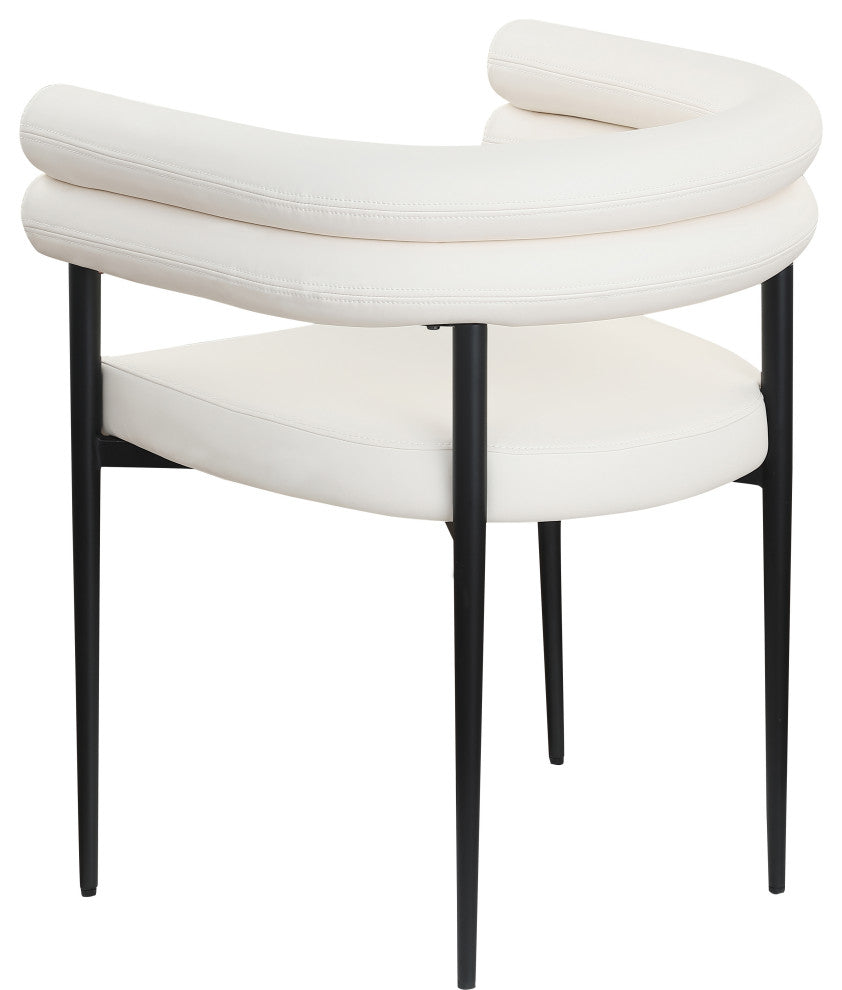 Lavina Upholstered Dining Chair, Cream, Vegan Leather, Set of 2