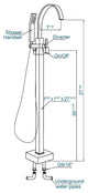 ADM Freestanding Tub Filler Handheld Shower Spray, Chrome Finish, 59" Hose
