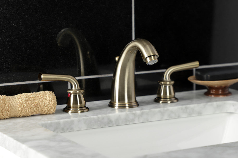 Kingston Brass KB983RXLAB Widespread Bathroom Faucet, Pop-Up Drain
