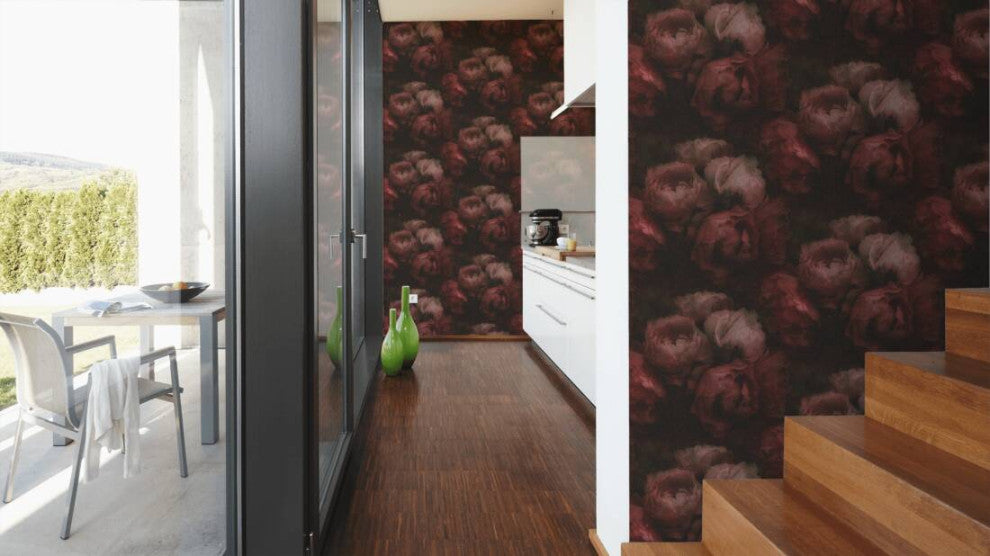Sample, Floral Textured Wallpaper Featuring Peonies, 373924
