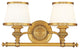 Milton 2-Light Bath and Vanity With Opal Glossy Glass Shade, Flemish Brass