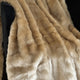 Plutus Brown Gold Rabbit Faux Fur Throw Blanket, 102"L x 116"W Cal King