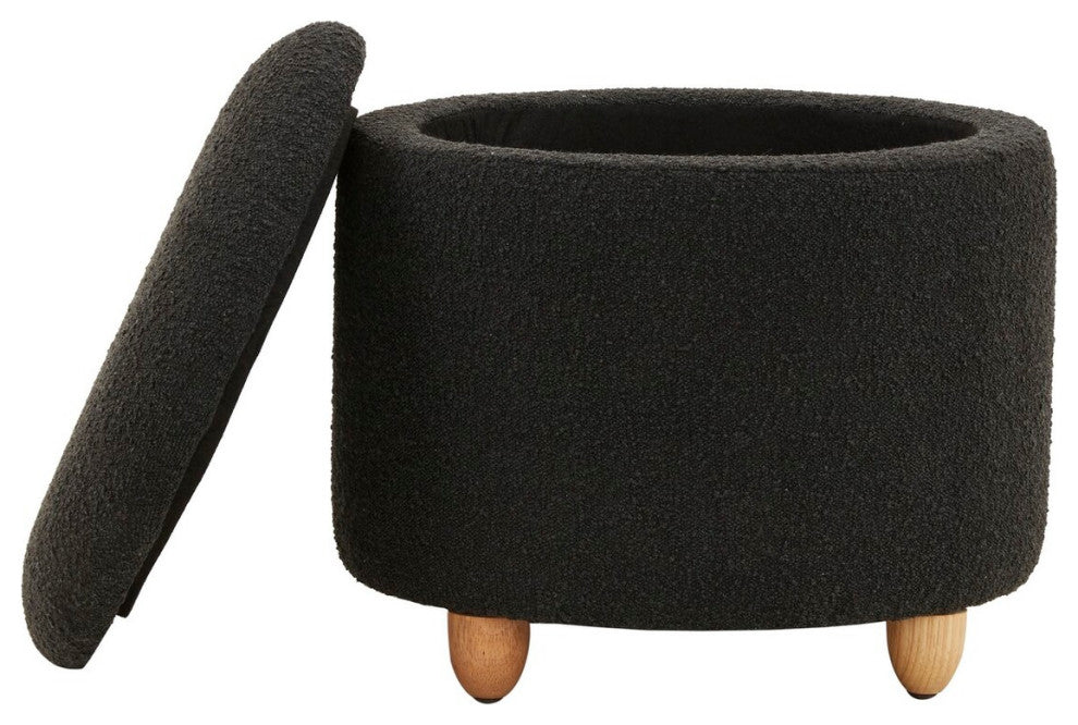 Safavieh Couture Mariabella Boucle Storage Ottoman, Black