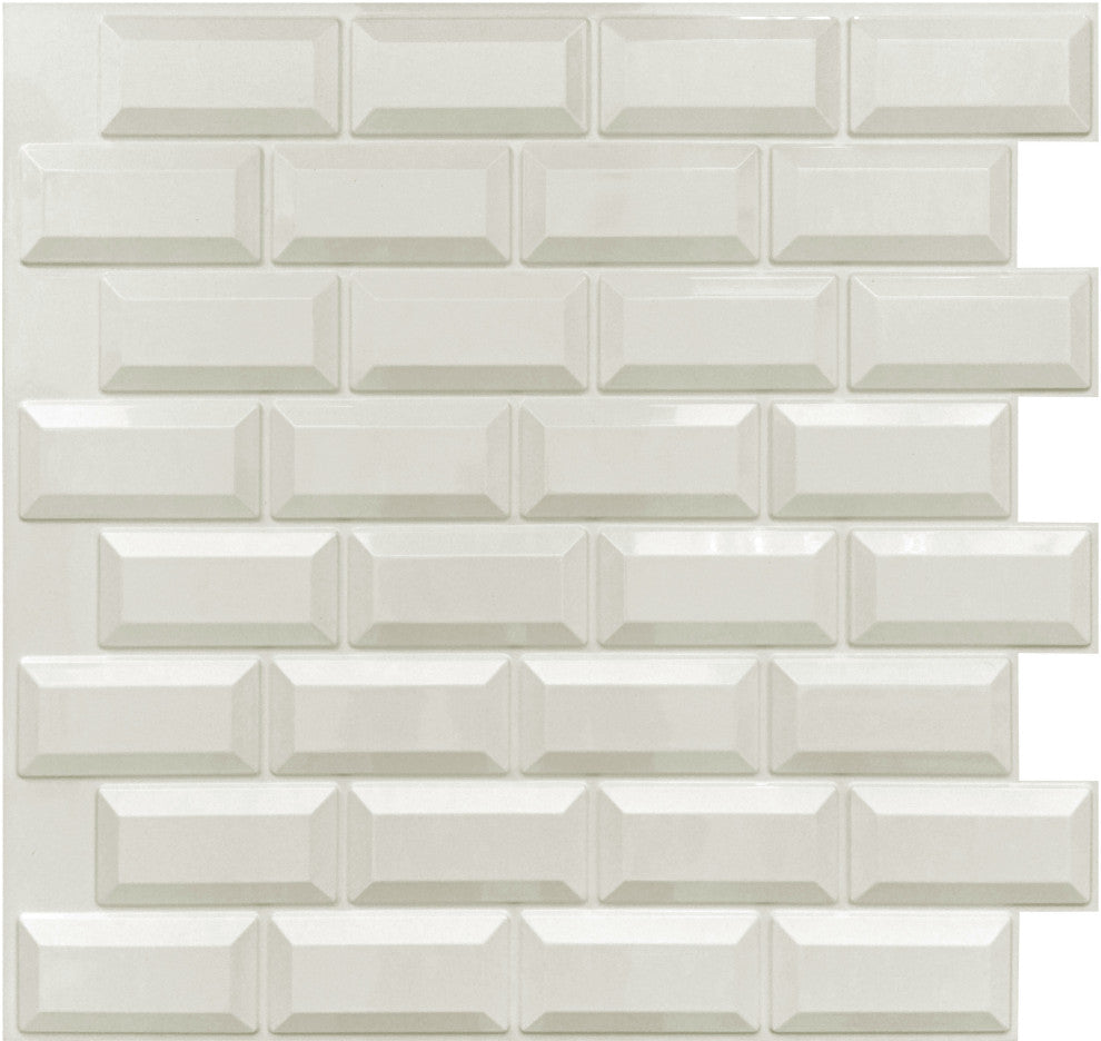 White Brick 3D Wall Panels, Set of 5, Covers 18 Sq Ft
