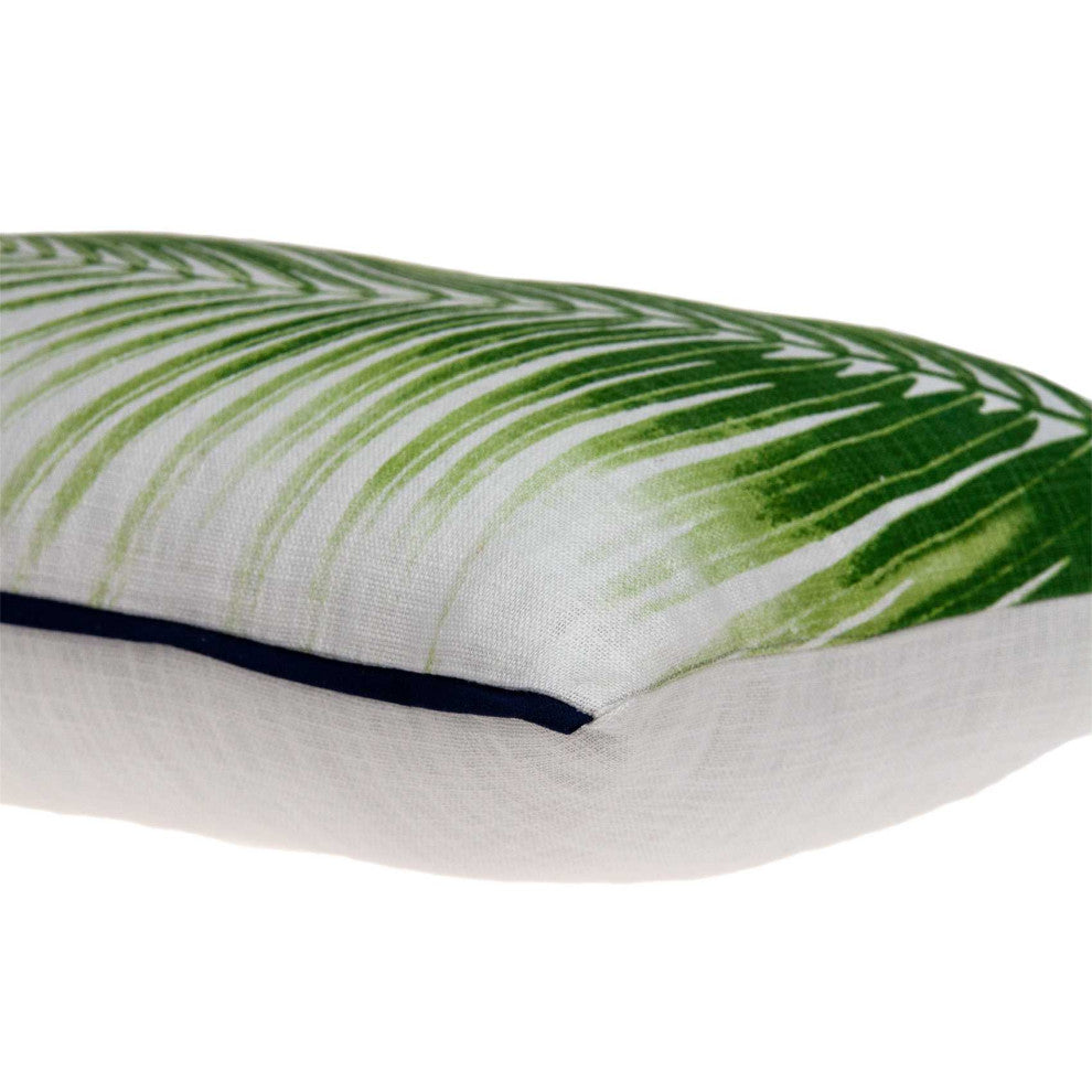 HomeRoots 20" x 0.5" x 14" Tropical Green Cotton Pillow Cover