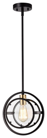 CHLOE Lighting CHRISTINE Transitional 1-Light Black/Burnished Brass Mini Pendant