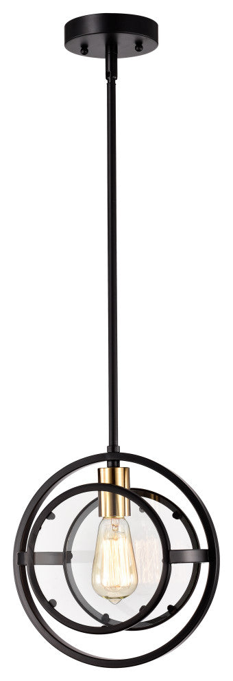 CHLOE Lighting CHRISTINE Transitional 1-Light Black/Burnished Brass Mini Pendant