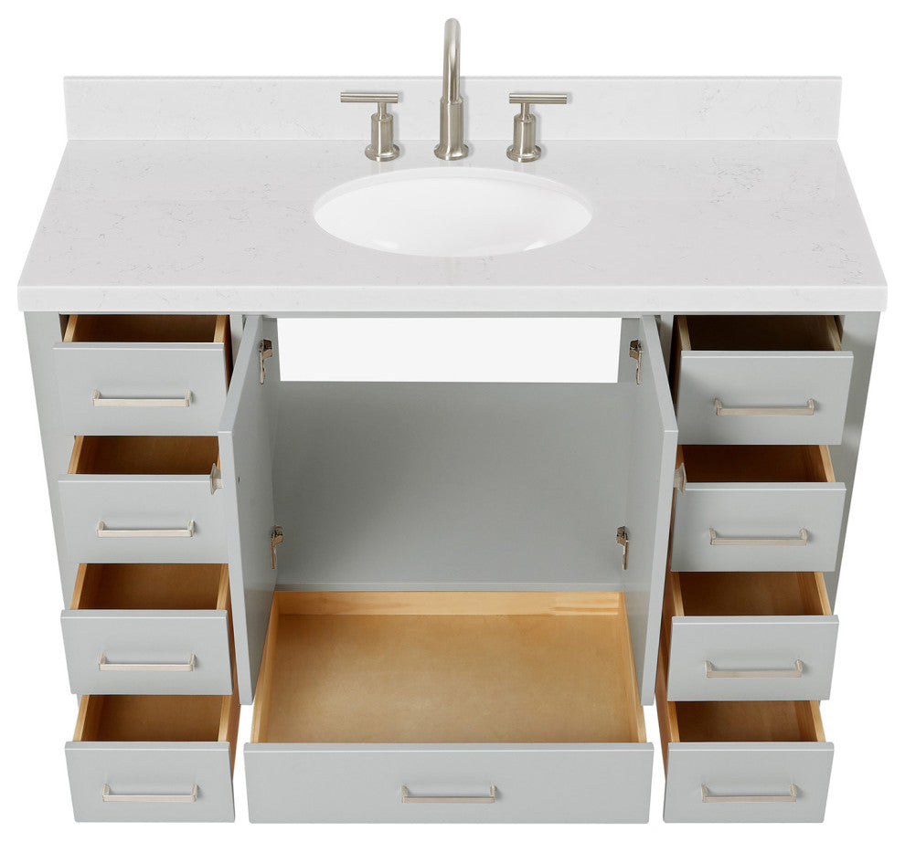 Ariel Cambridge 48" Single Oval Sink Vanity, Carrara Quartz