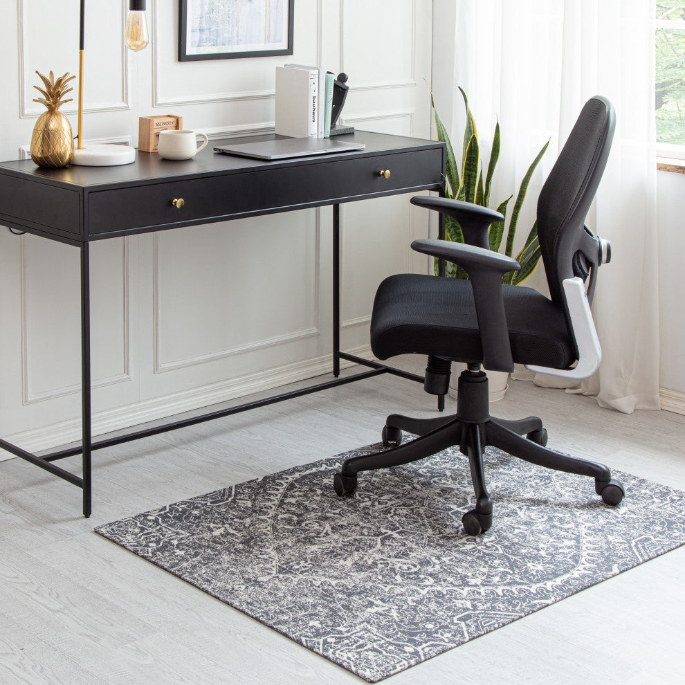 40" x 54" La Cienega Black and White 1/4" Rug'd Chair Mat