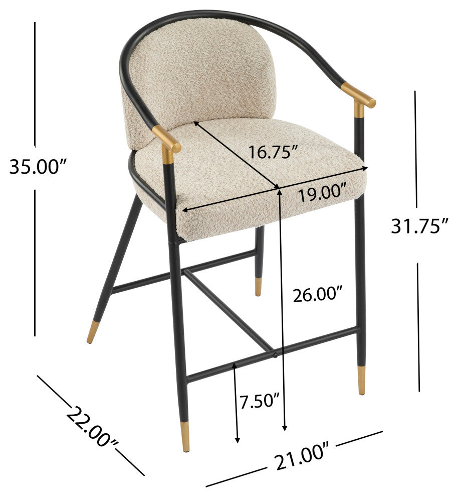 GDF Studio Betsy 2.1' H Contemporary Upholstered Counter Stools, Set o