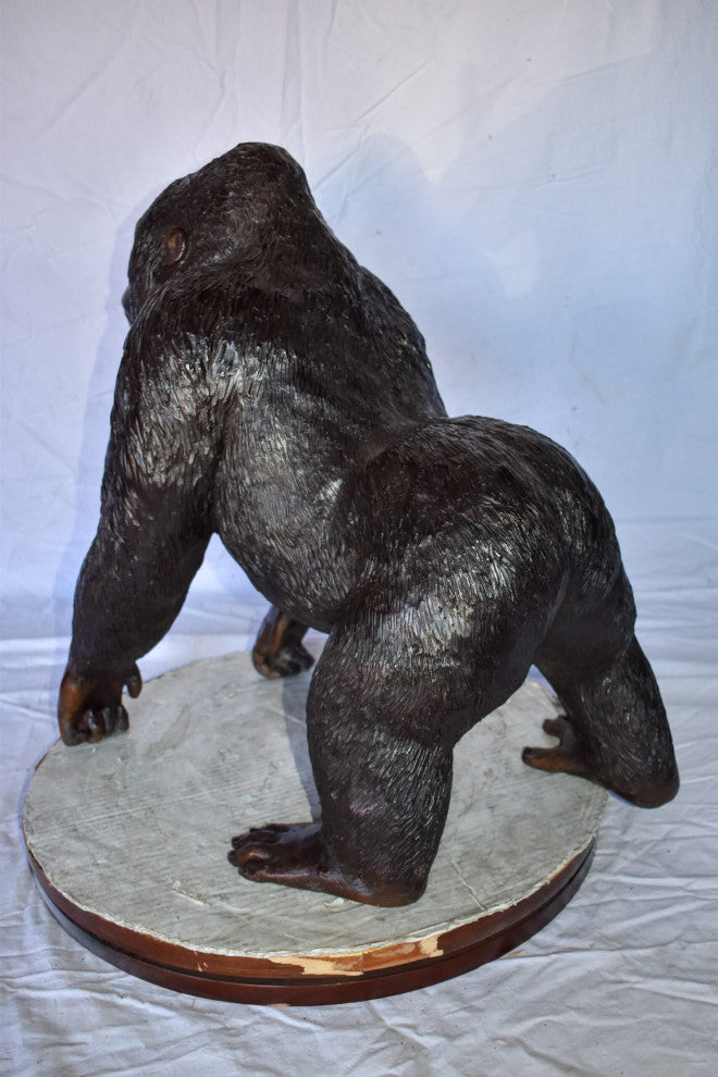 Gorilla Standing on Four Detailed Impressive Bronze Statue 20" x 17" x 24"H