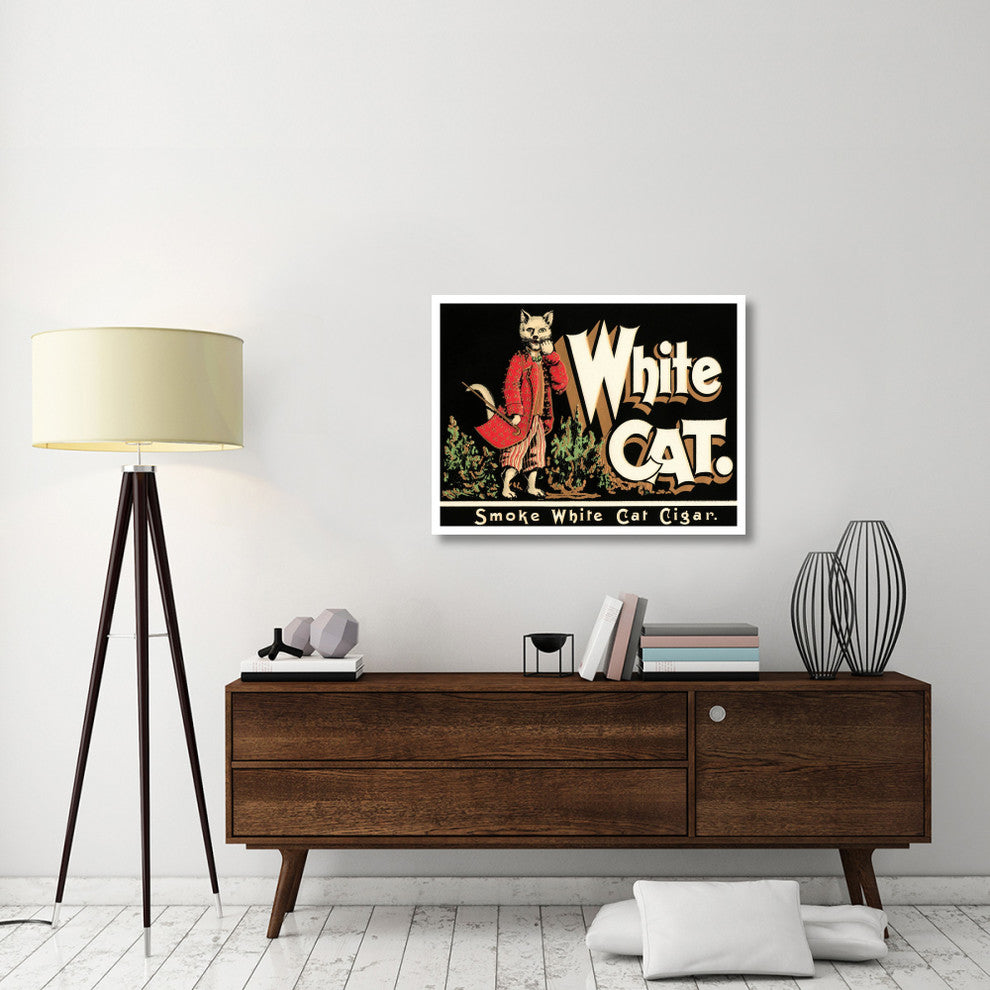 "White Cat Brand Cigars" Digital Paper Print by Vintage Booze Labels, 38"x29"
