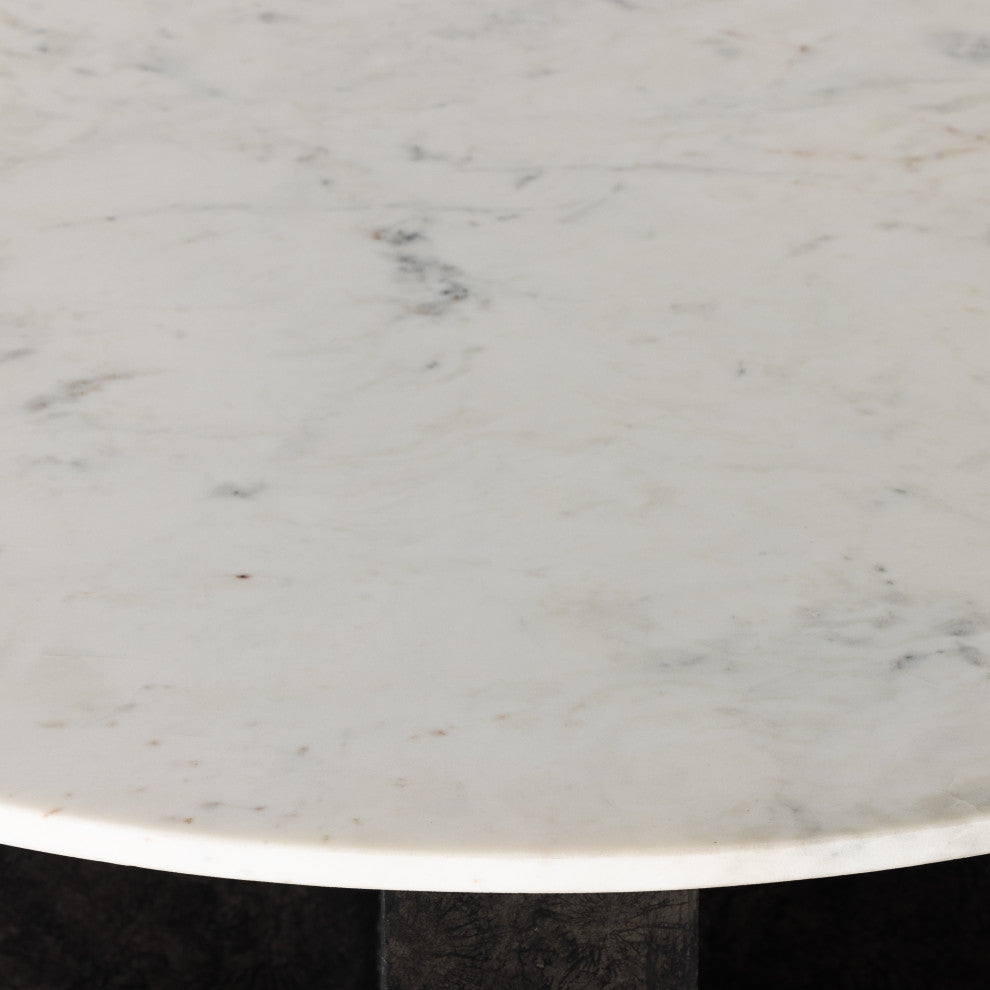 Terrell Round Coffee Table-Plsh White
