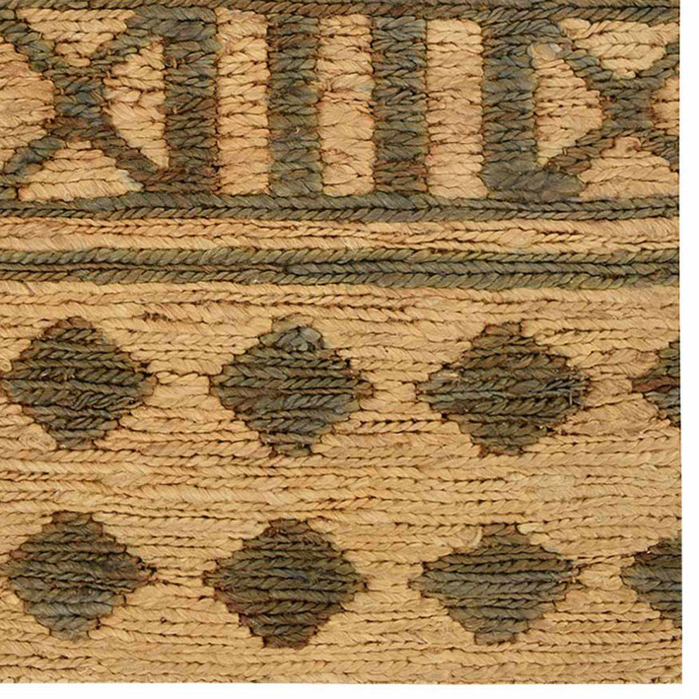 HAND KNOTTED SUMAK JUTE ECO-FRIENDLY SOLID AREA RUG,Green Beige,Oriental,Outdoor, [Rectangle] 4'x6'