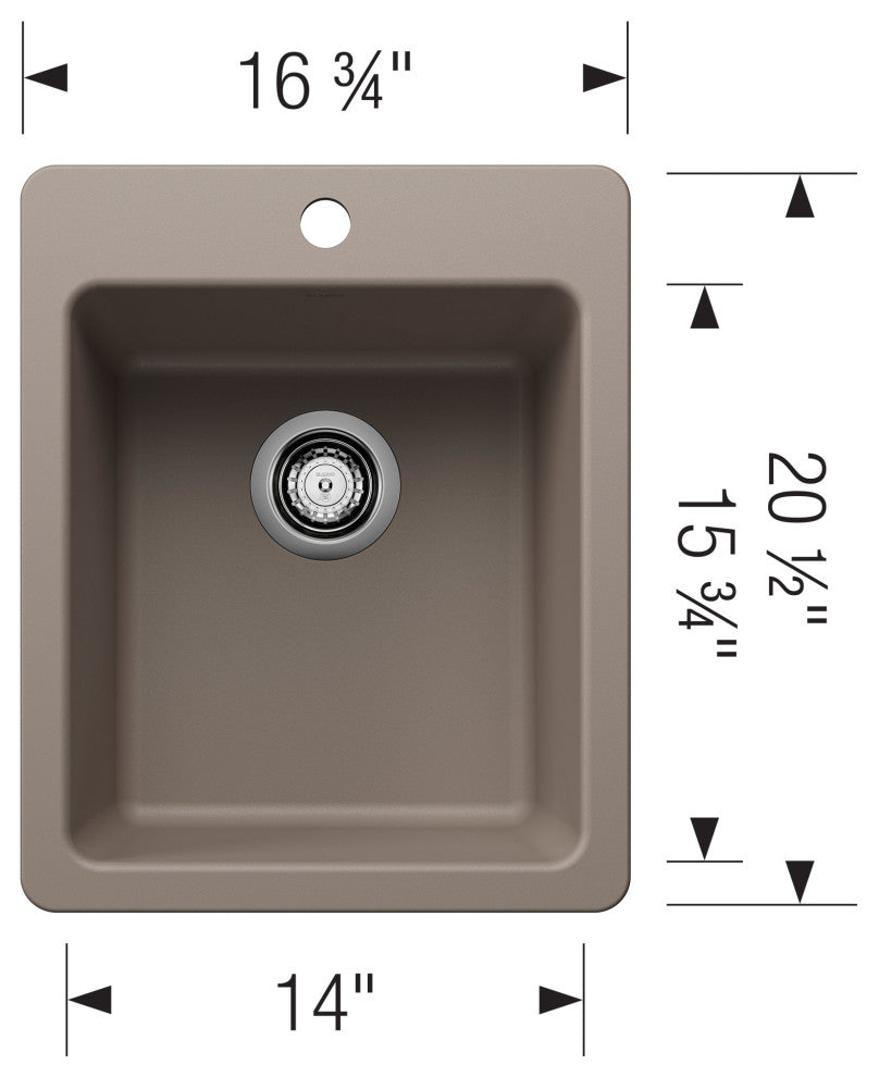 Blanco 443237 Liven 16-3/4" Drop-In/Undermount Single Basin - Anthracite