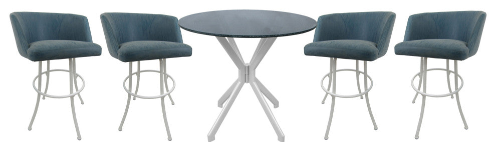 Swivel Counter Metal Pub Set - Joey Stools 26" or 30", Topaz - White, 30", Crackle