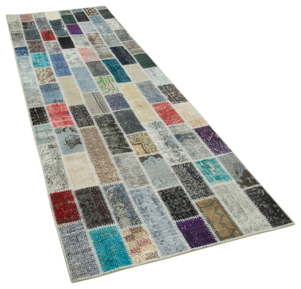Rug N Carpet - Handmade Turkish 3' 1" x 9' 11" Unique Patchwork Runner Rug