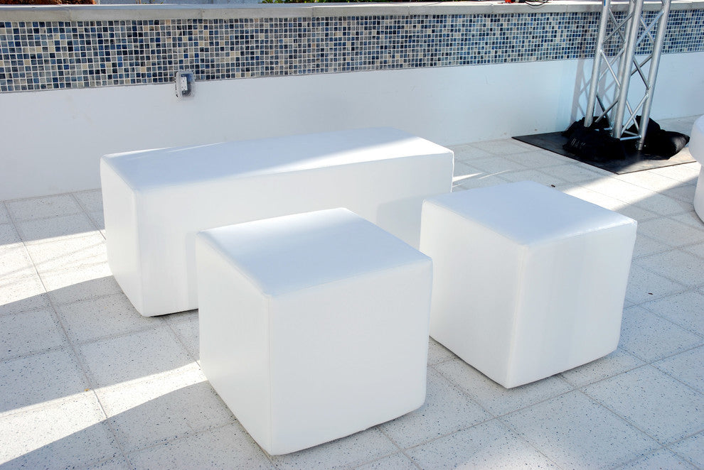Dot Square Ottoman, Chill White