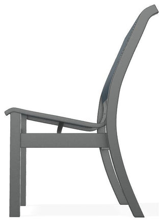 Leeward Sling Stackable Outdoor Dining Chair, Nimbus Ocean/Graphite