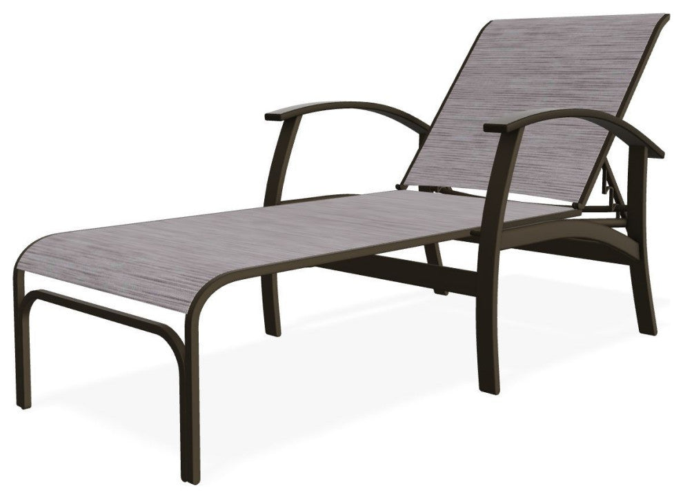 Belle Isle Sling 4-Position Outdoor Chaise Lounge, Fossil/Warm Gray