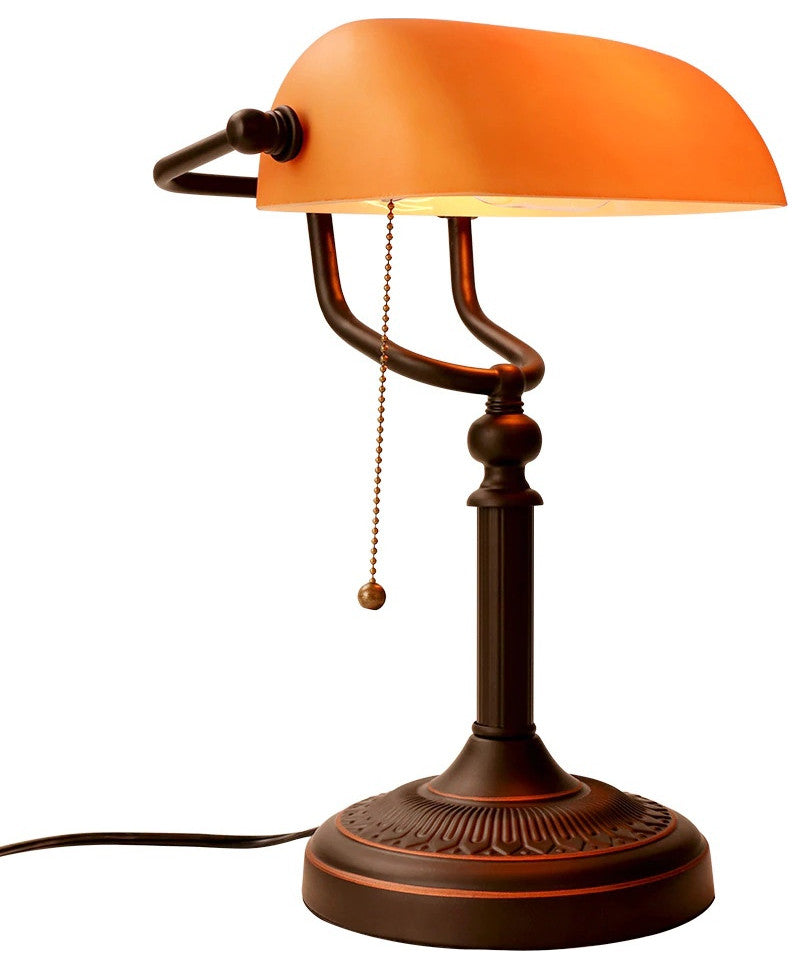 Classical vintage banker reading lamp for bedroom, study room, Orange