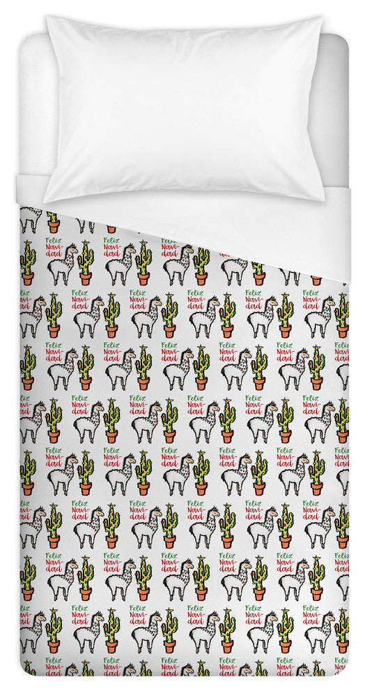 Feliz Navidad Llama Twin Brushed Poly Duvet Cover