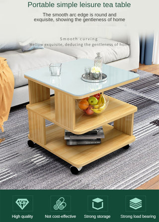 Modern Simplicity Coffee Table Made of Solid Wood with Multifunctional Storage, White+black, L15.7"