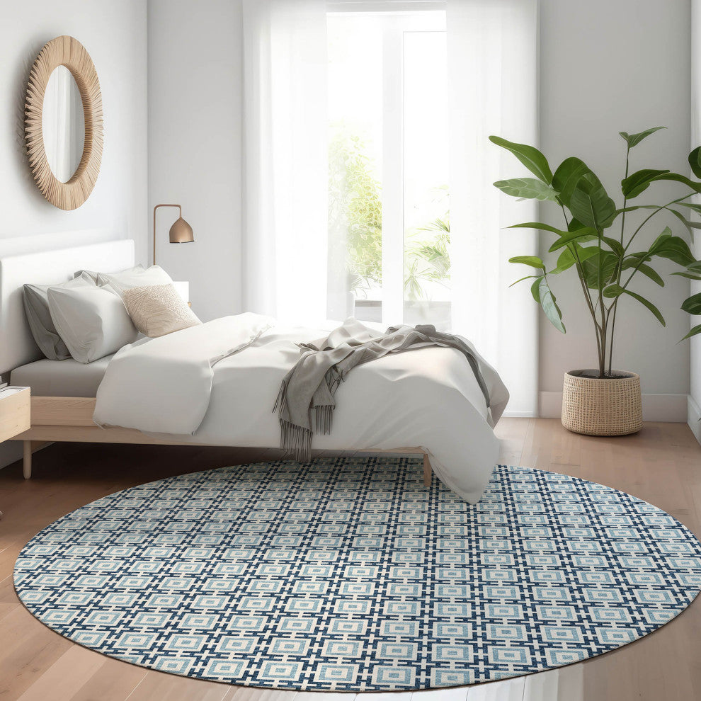 Indoor/Outdoor Marlo MO1 Navy Machine Washable 10' x 10' Rug