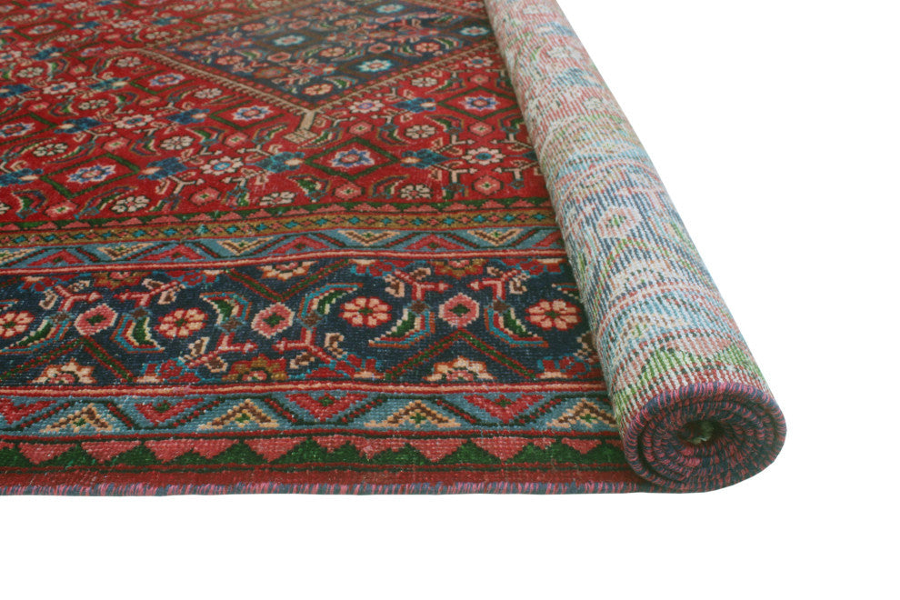 Fine Vintage Distressed Ama Red/Navy Rug, 6'7x10'4