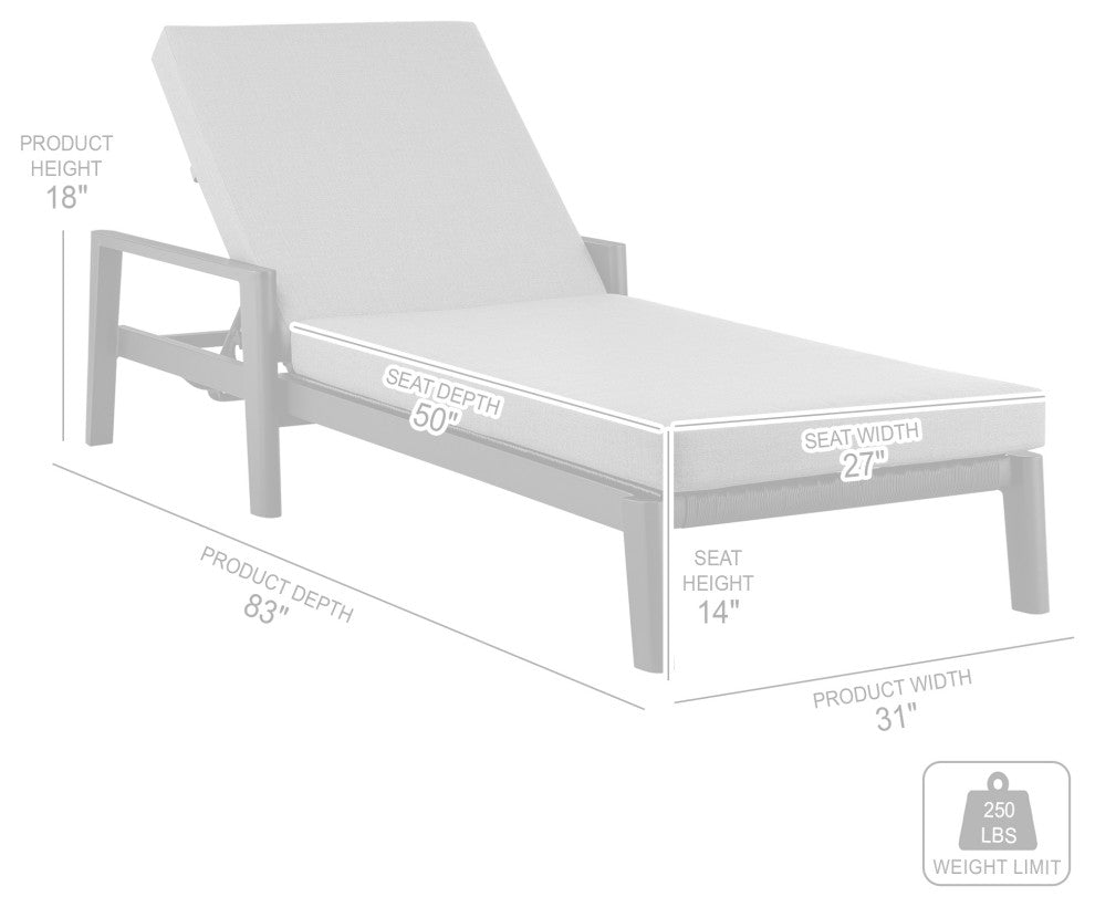 Grand Outdoor Adjustable Chaise Lounge Chair, Aluminum With Gray Cushions