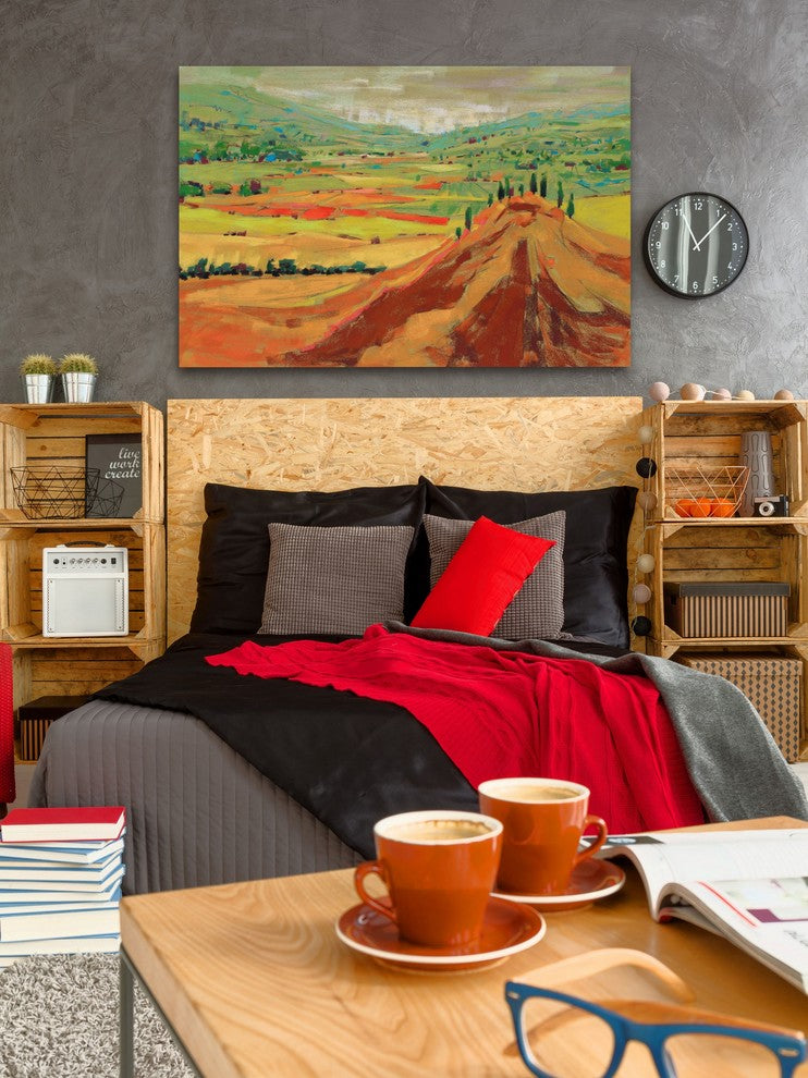 "Rolling Hills and Valley" Painting Print on Wrapped Canvas, 18x12